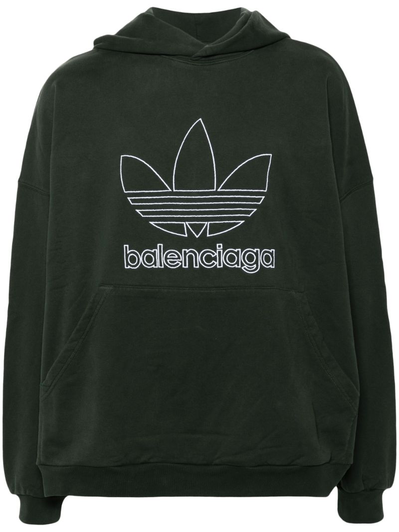 X Adidas Green Logo Print Oversized Hoodie