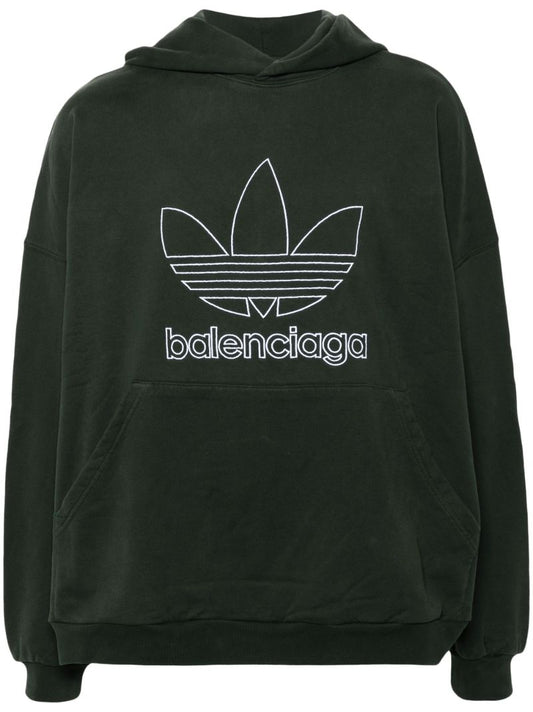 X Adidas Green Logo Print Oversized Hoodie