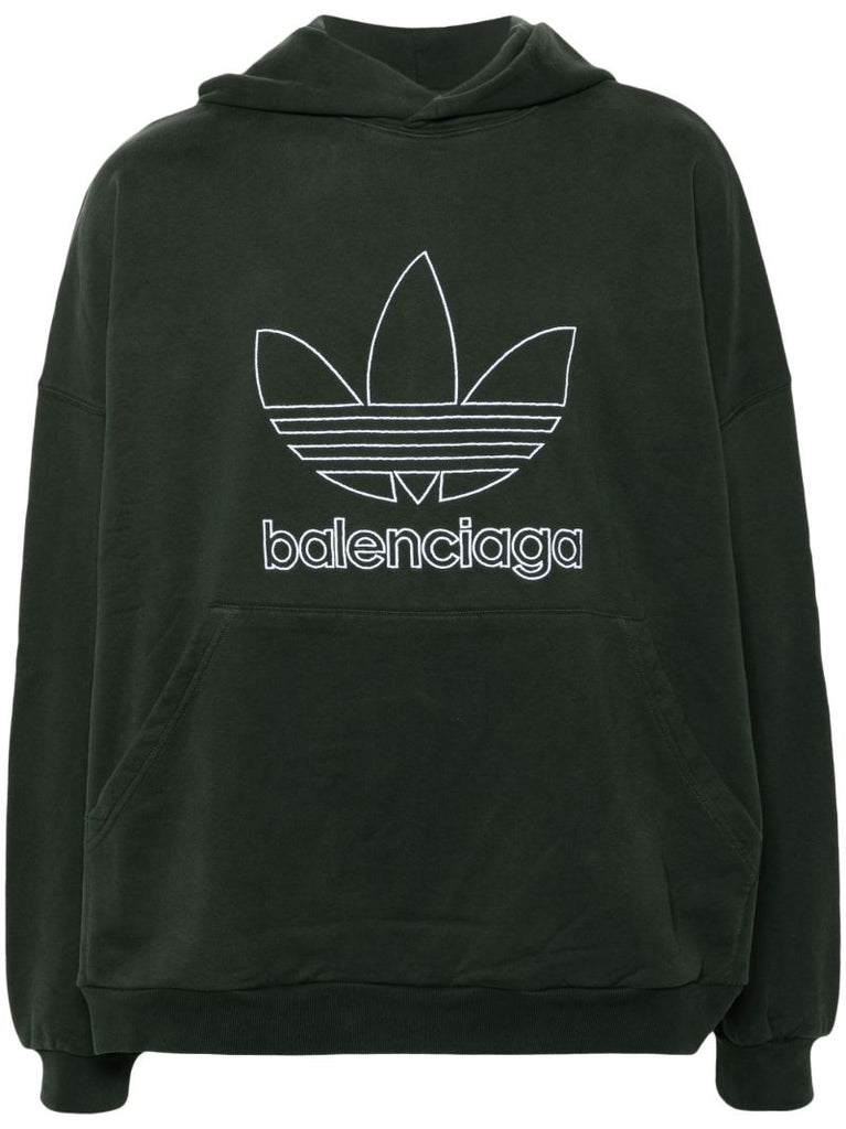 X Adidas Green Logo Print Oversized Hoodie
