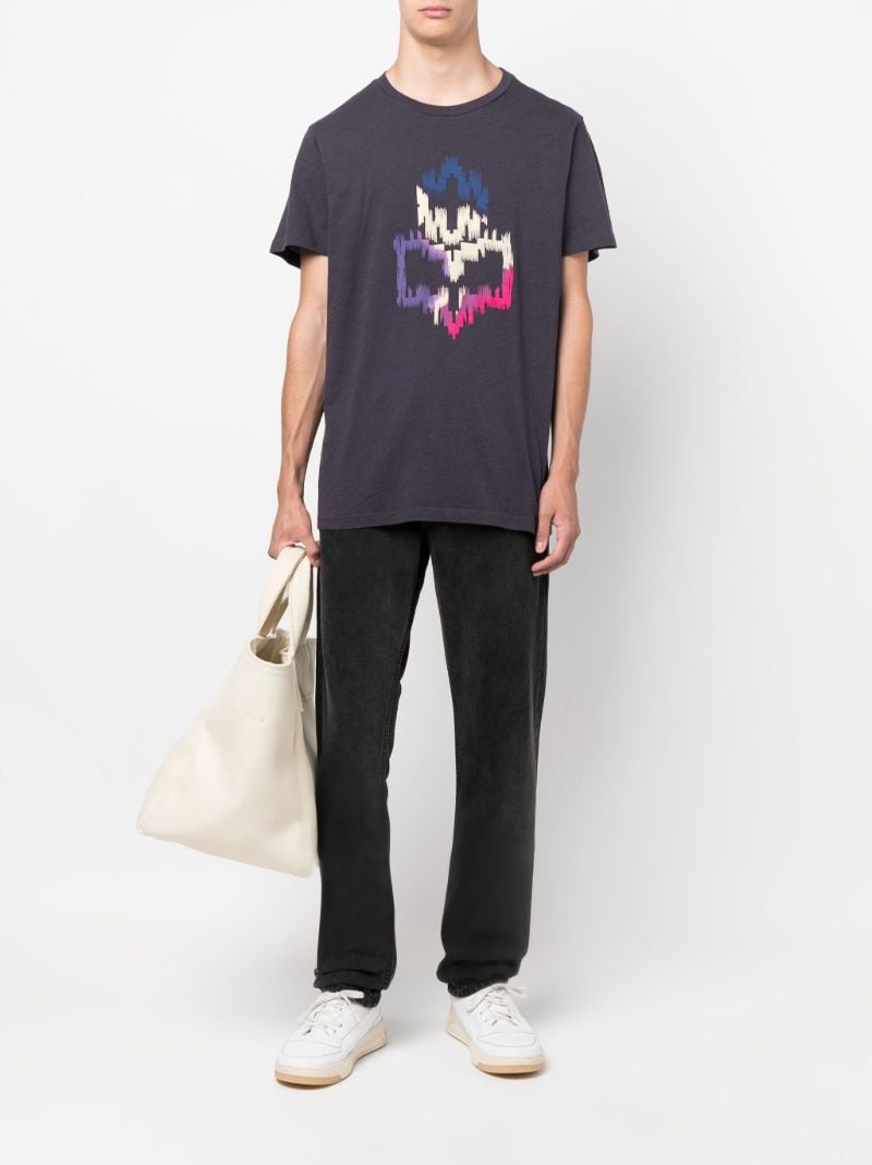 Blue Zafferh Print Cotton T-shirt