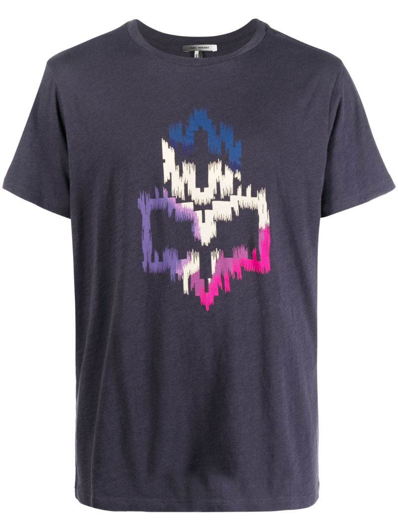 Blue Zafferh Print Cotton T-shirt