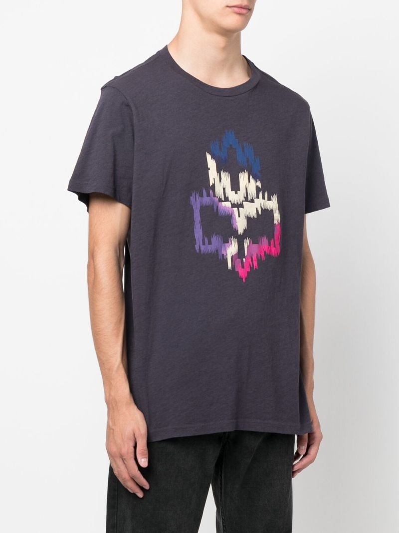 Blue Zafferh Print Cotton T-shirt