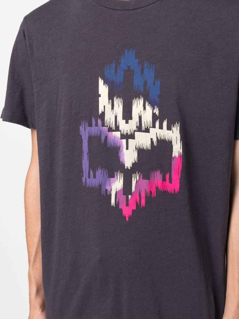 Blue Zafferh Print Cotton T-shirt