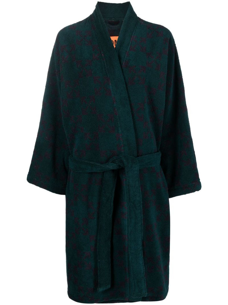 Green Arrow Print Terry Robe