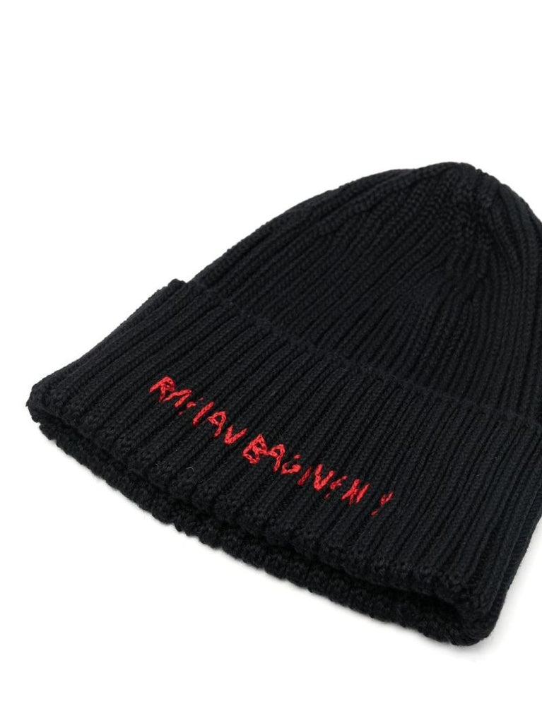 Black Logo-embroidered Beanie Hat