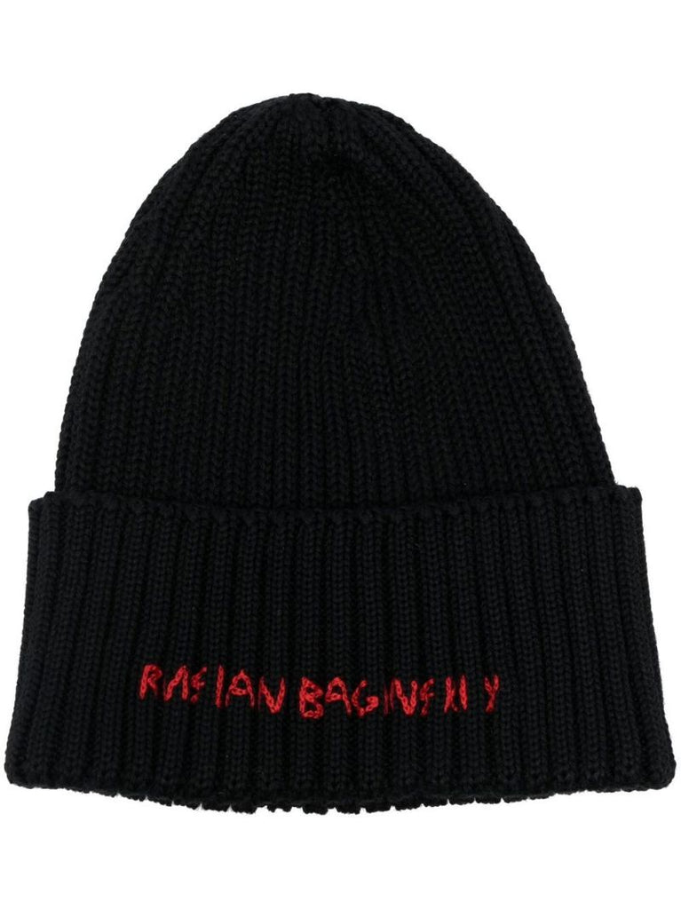 Black Logo-embroidered Beanie Hat