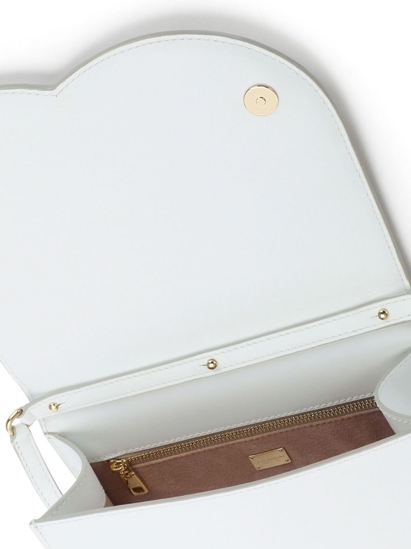 White Dg Logo Leather Cross Body Bag