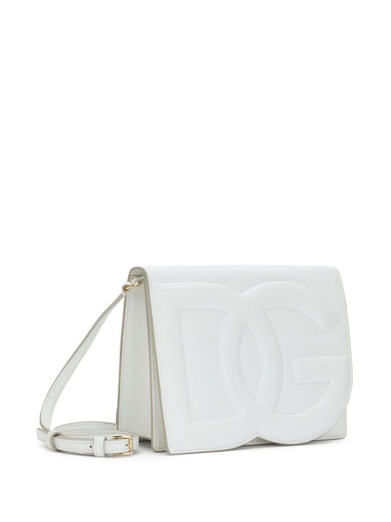 White Dg Logo Leather Cross Body Bag