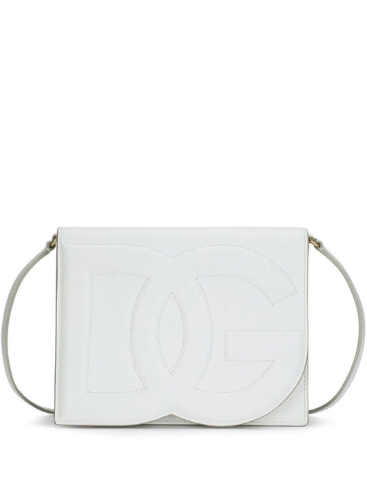 White Dg Logo Leather Cross Body Bag