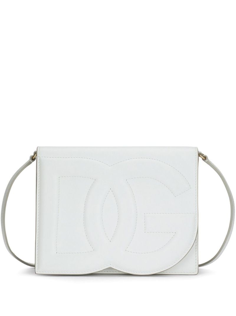 White Dg Logo Leather Cross Body Bag