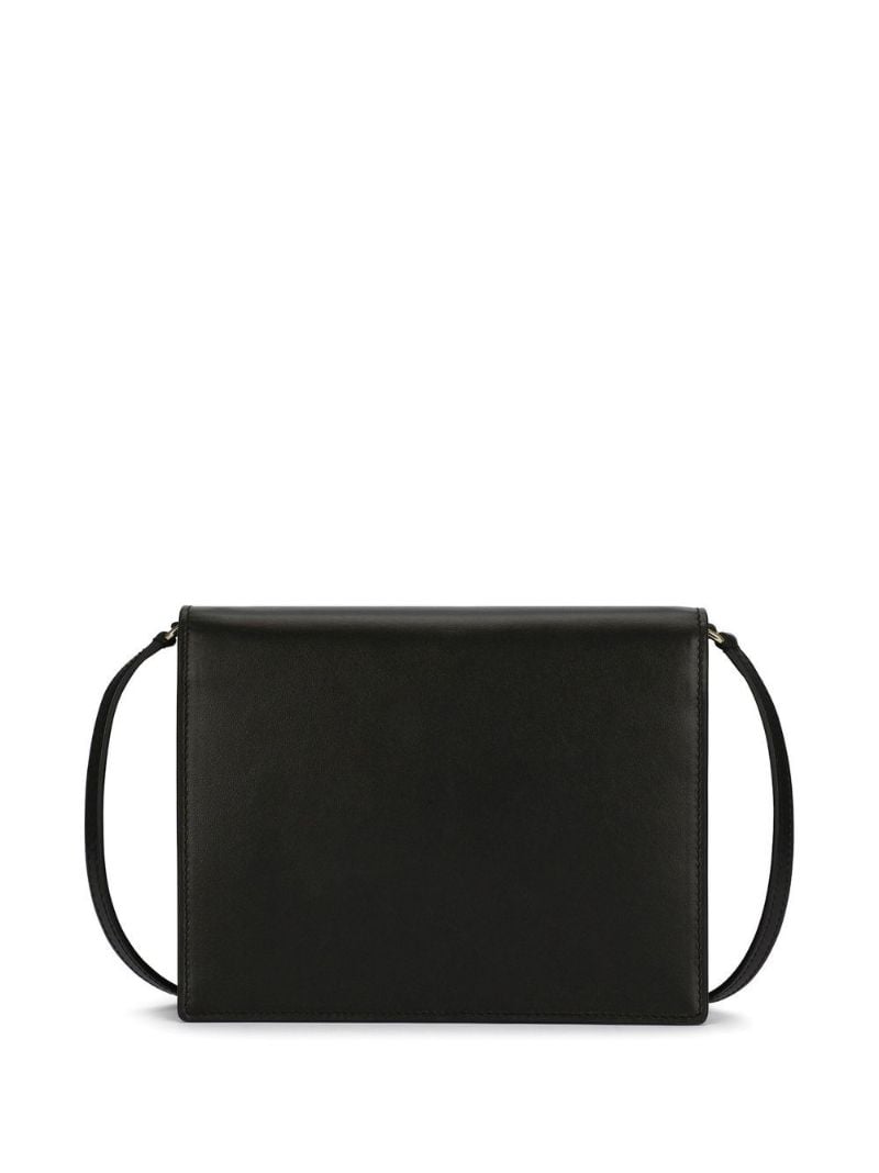 Black Embossed Logo Leather Cross Body Bag