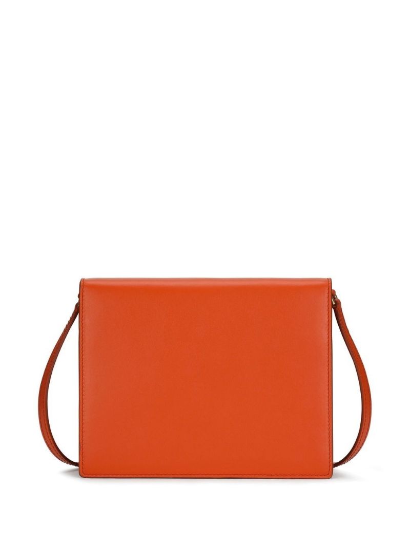 Orange Embossed Logo Leather Cross Body Bag
