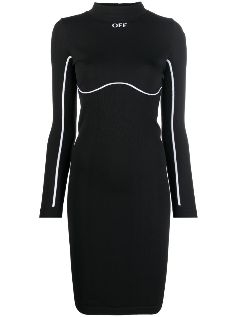 Black Stamp Logo Print Dress