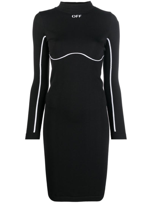 Black Stamp Logo Print Dress