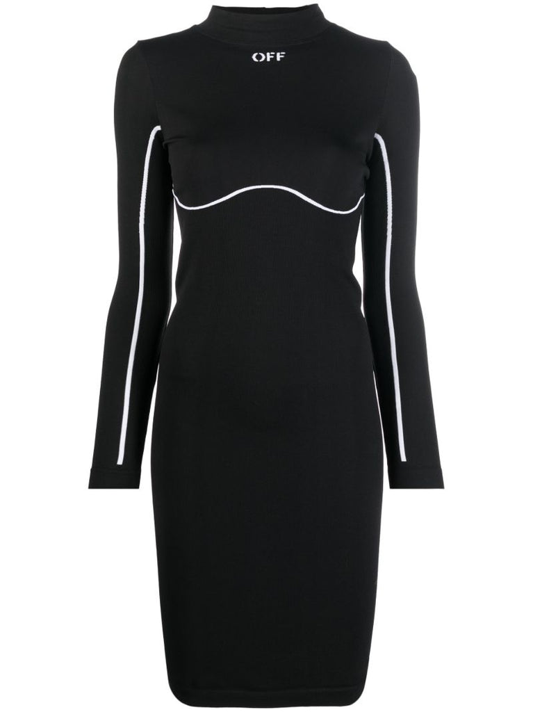 Black Stamp Logo Print Dress