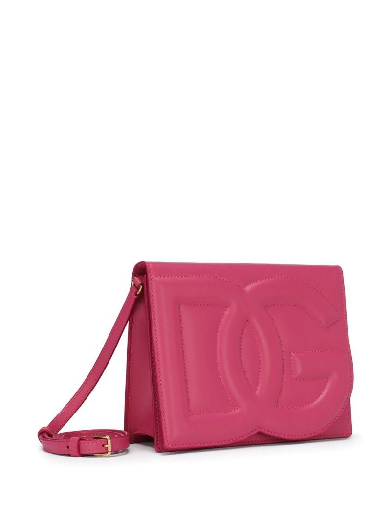 Pink Embossed Logo Cross Body Bag
