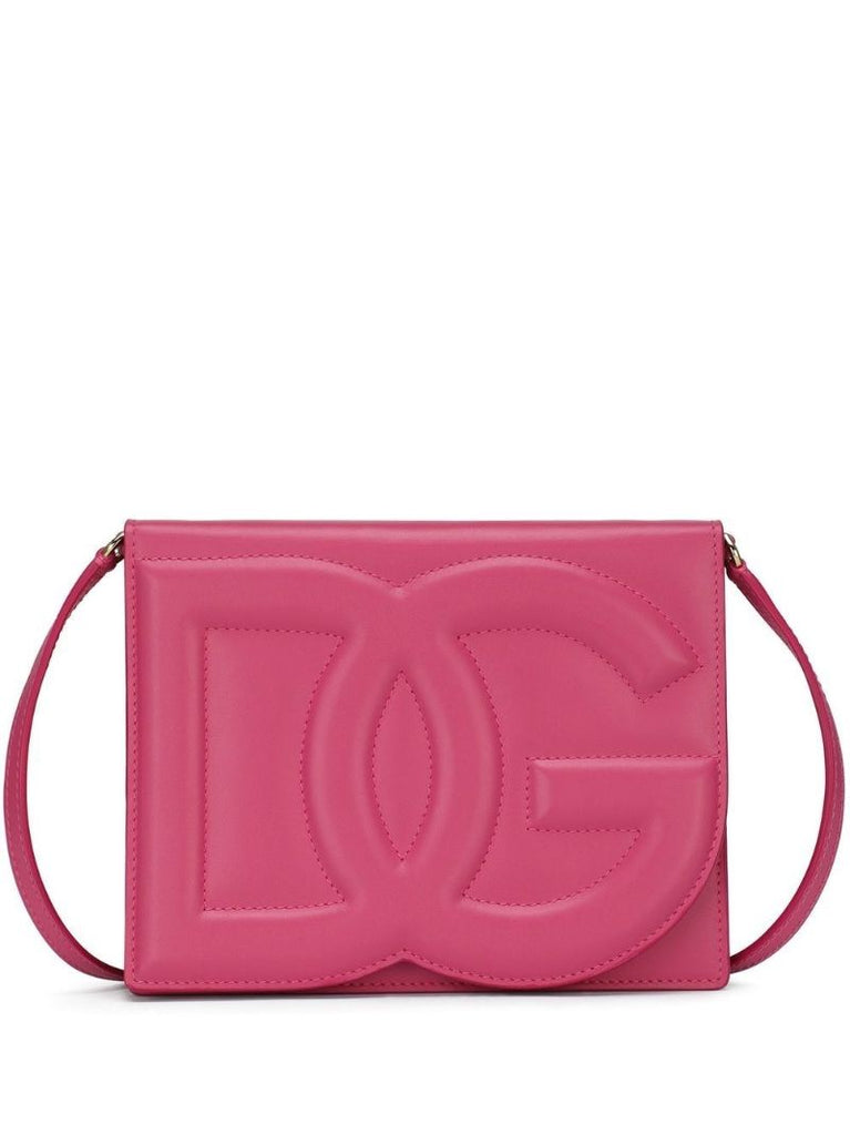 Pink Embossed Logo Cross Body Bag