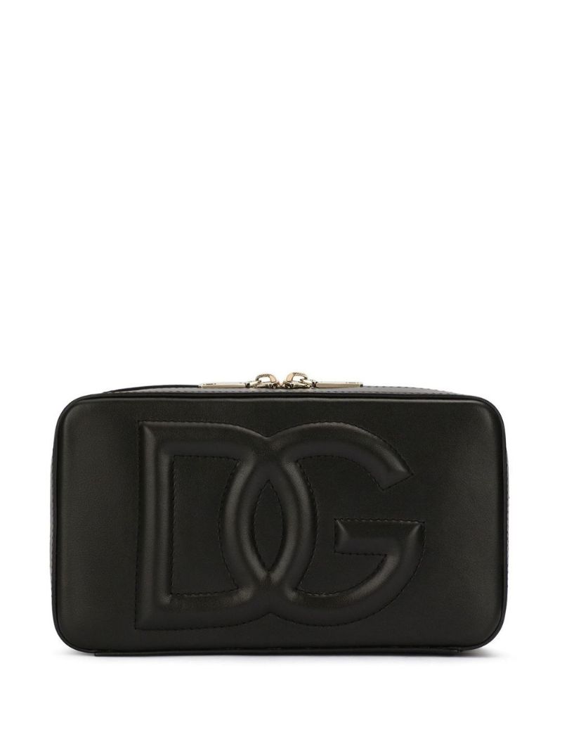 Black Small Logo Leather Camera Bag