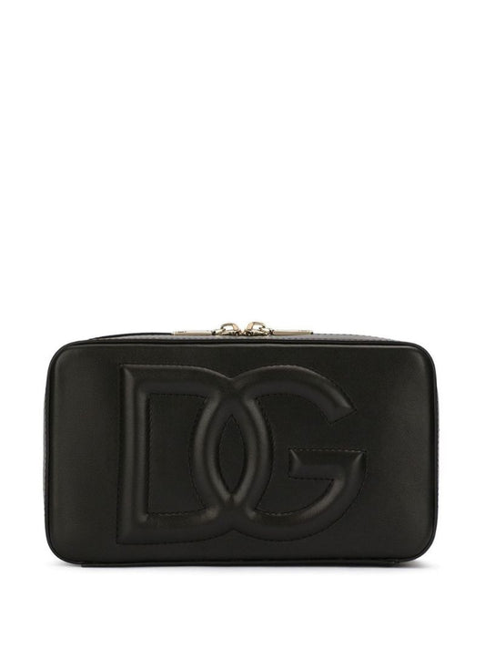 Black Small Logo Leather Camera Bag