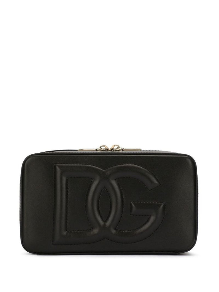 Black Small Logo Leather Camera Bag
