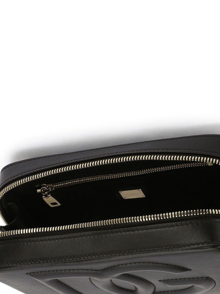 Black Small Logo Leather Camera Bag