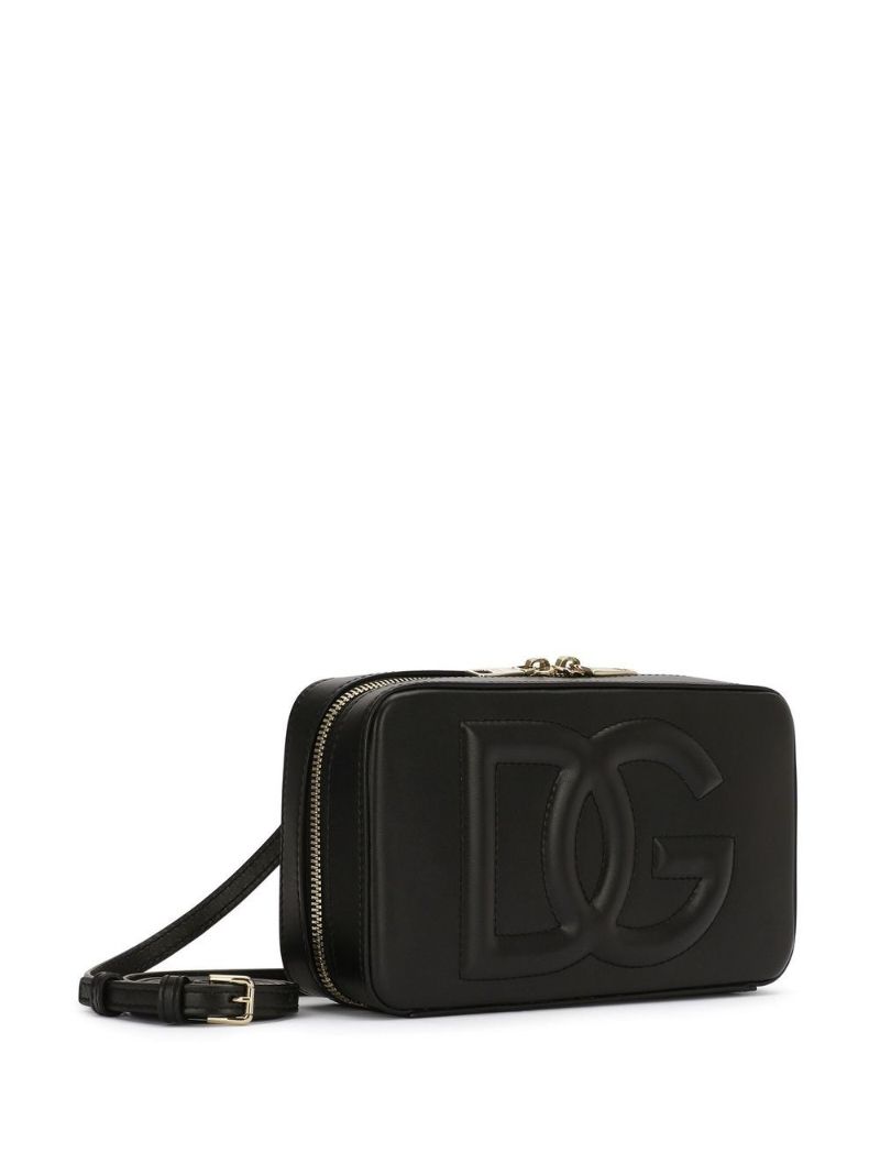 Black Small Logo Leather Camera Bag