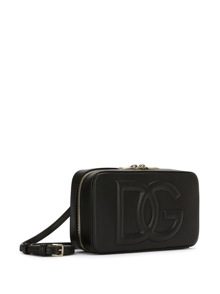 Black Small Logo Leather Camera Bag