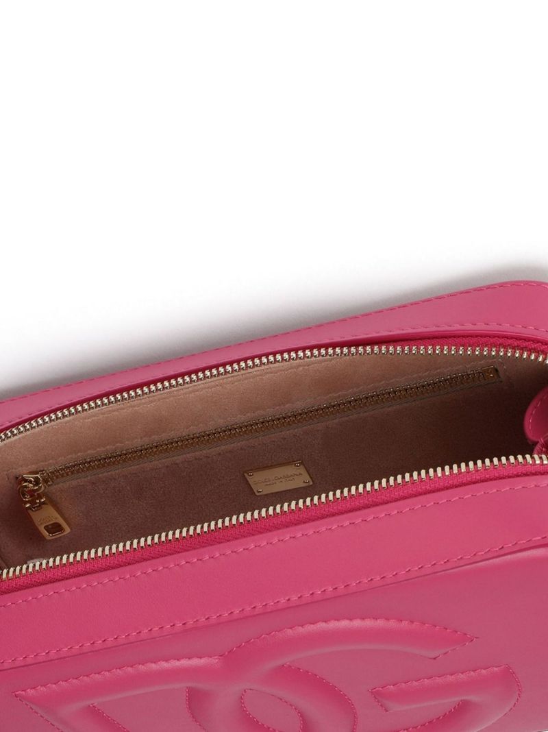Pink Logo Leather Camera Bag