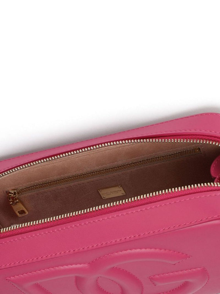 Pink Logo Leather Camera Bag