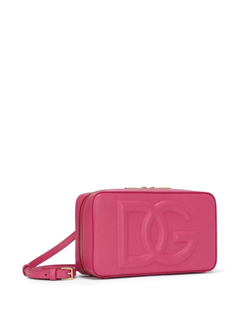Pink Logo Leather Camera Bag