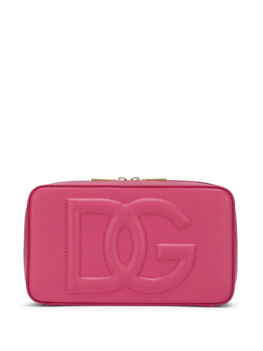 Pink Logo Leather Camera Bag