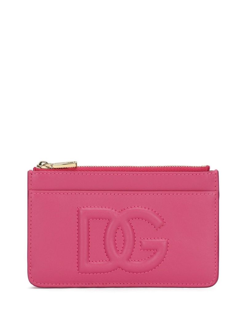 Pink Embossed Logo Card Holder