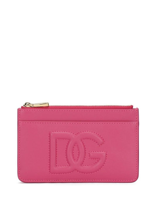 Pink Embossed Logo Card Holder