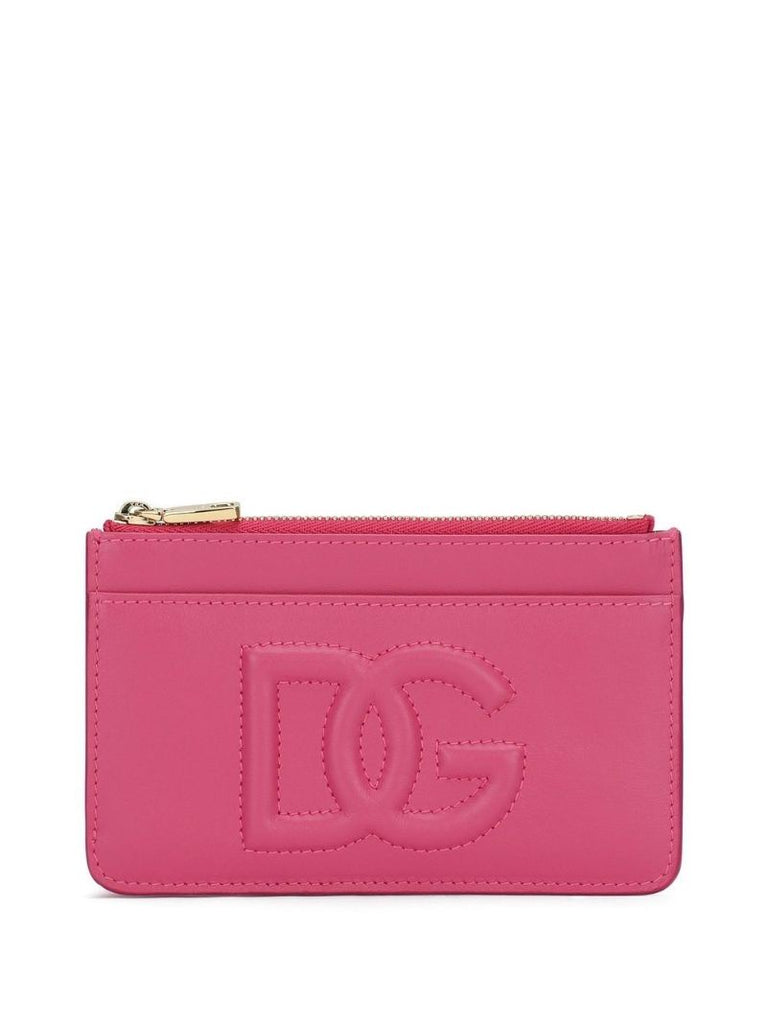 Pink Embossed Logo Card Holder
