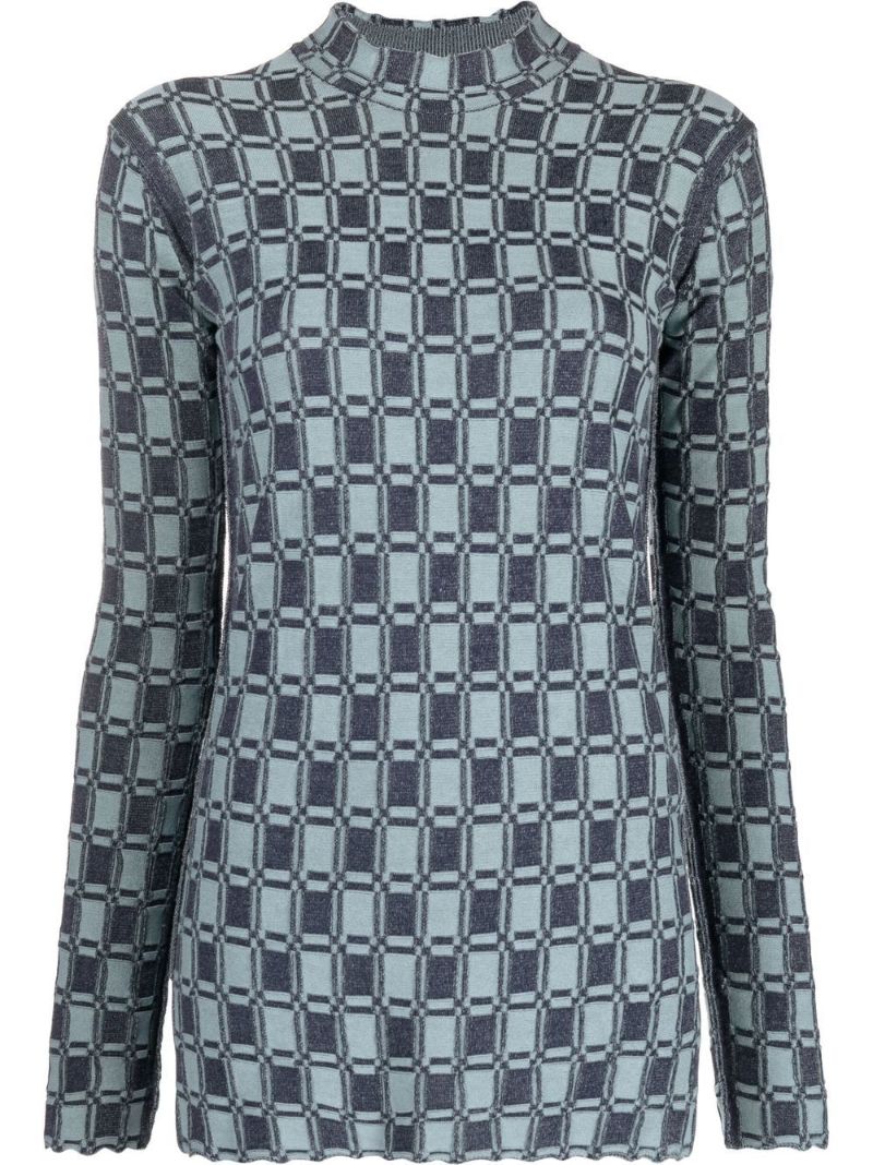 Blue Geometric Print Sweater
