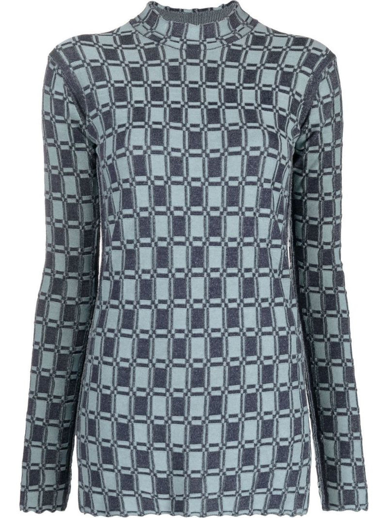 Blue Geometric Print Sweater