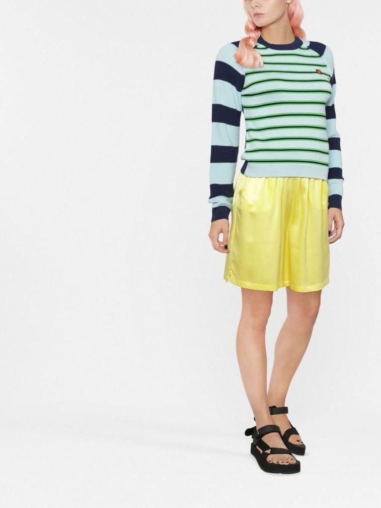 Blue Boke Flower Striped Wool Sweater