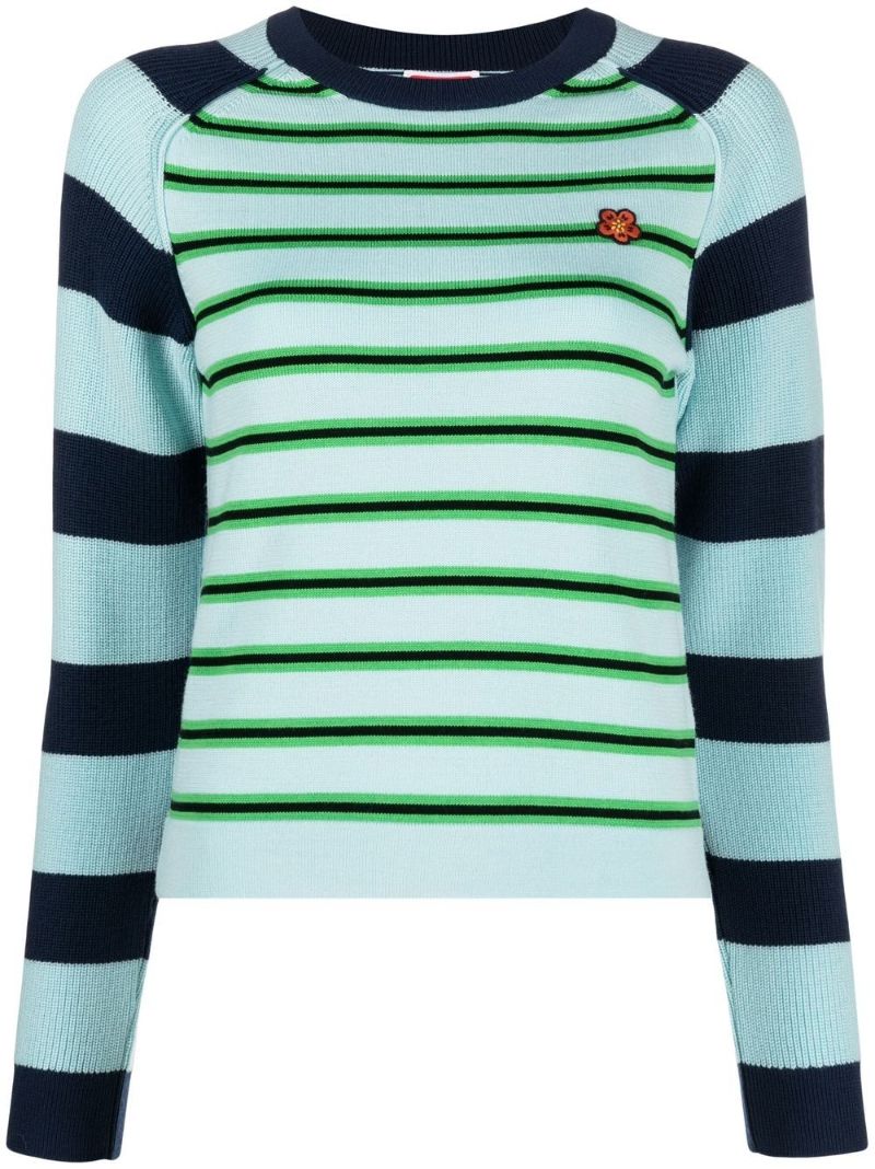Blue Boke Flower Striped Wool Sweater