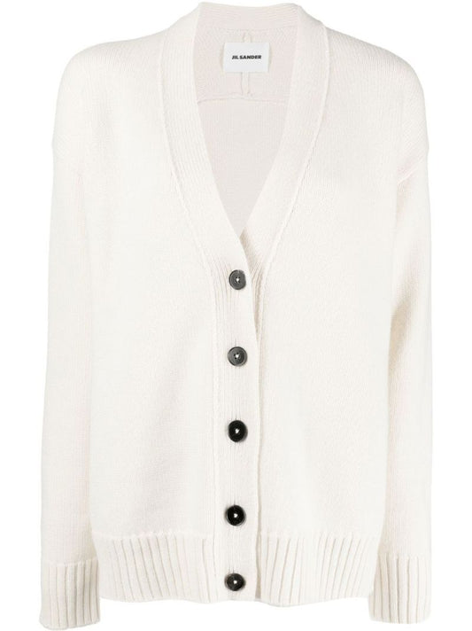 Neutral V-neck Cashmere Cardigan