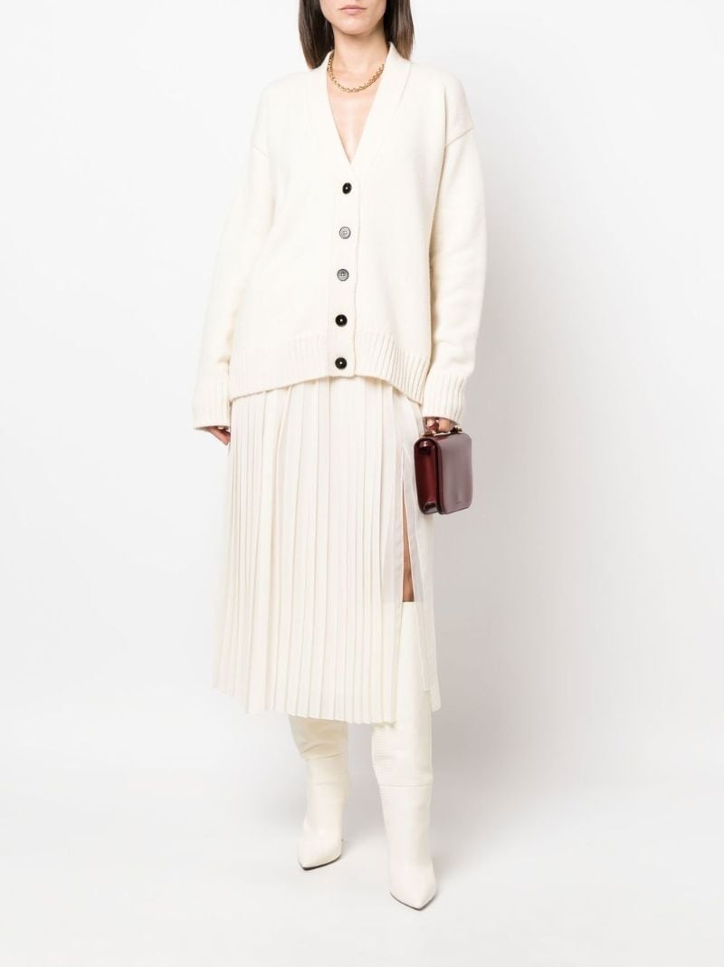 Neutral V-neck Cashmere Cardigan