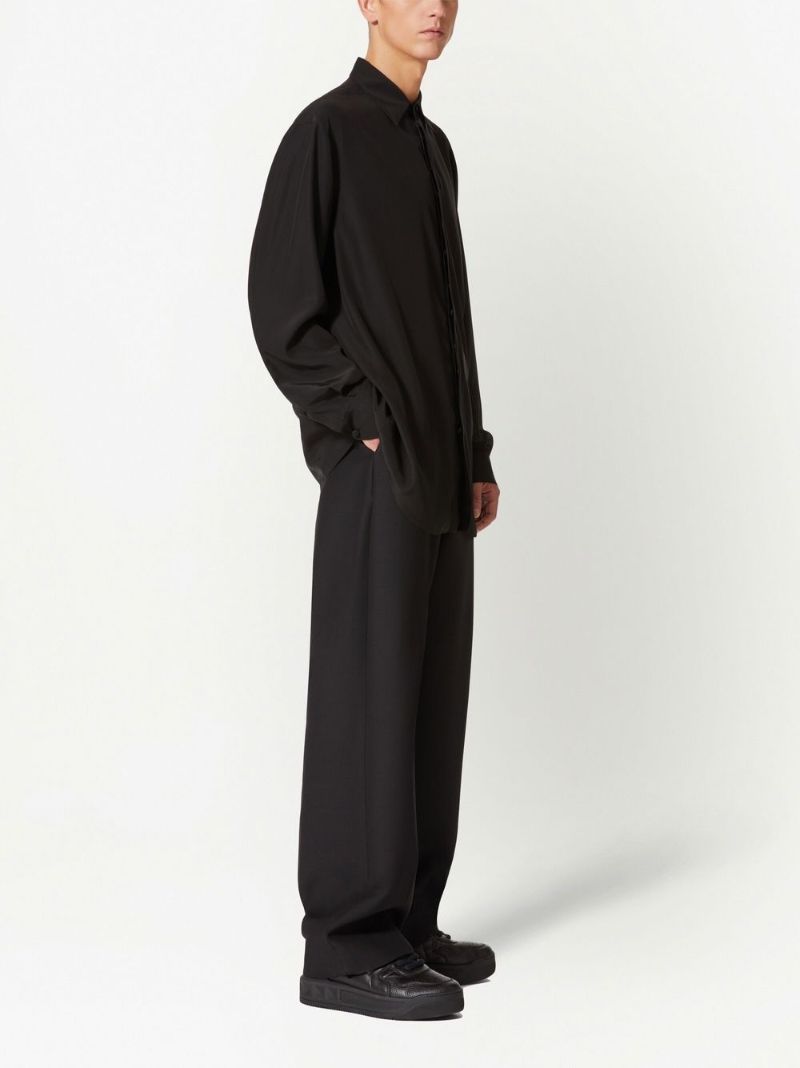 Black Long Sleeve Silk Shirt