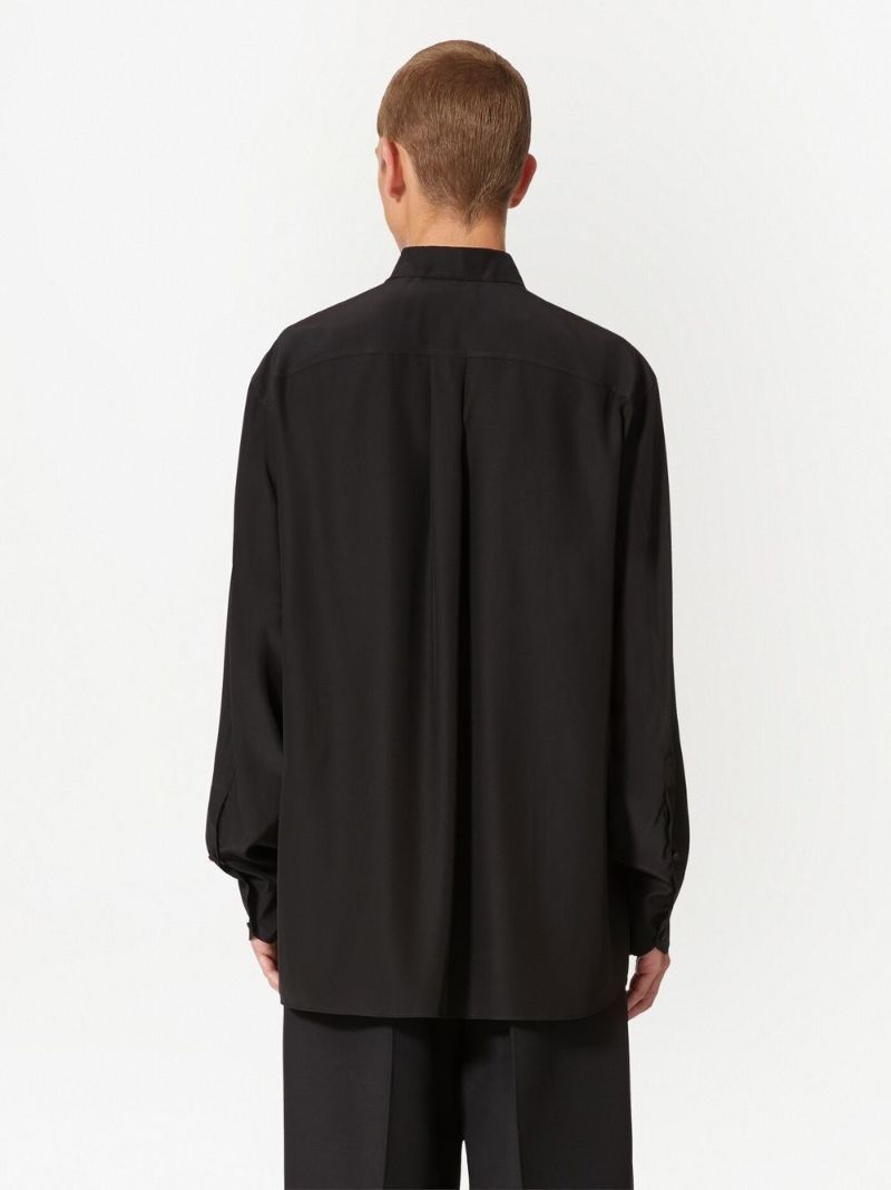 Black Long Sleeve Silk Shirt