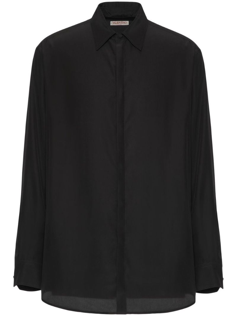 Black Long Sleeve Silk Shirt