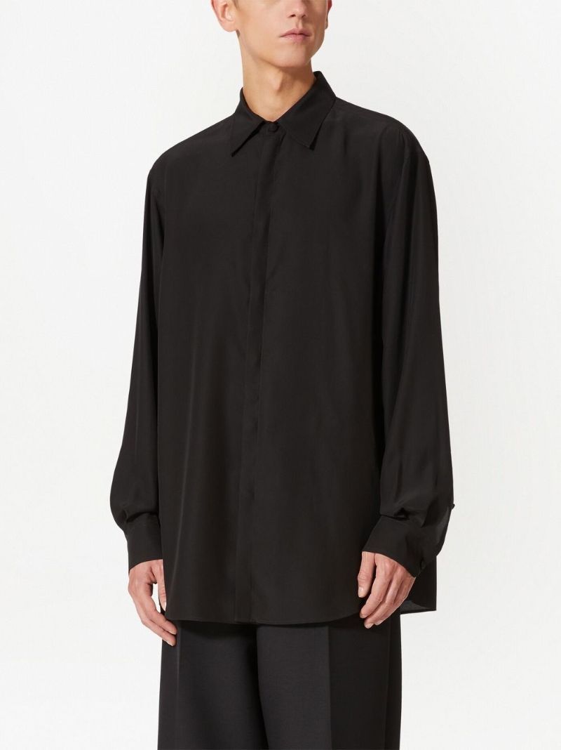 Black Long Sleeve Silk Shirt