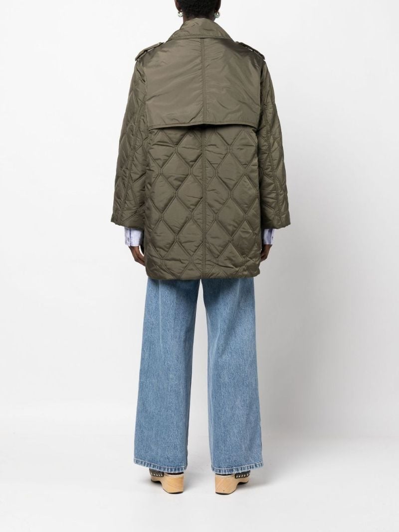 Green Diamond Quilted Panelled Jacket