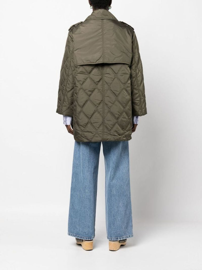 Green Diamond Quilted Panelled Jacket