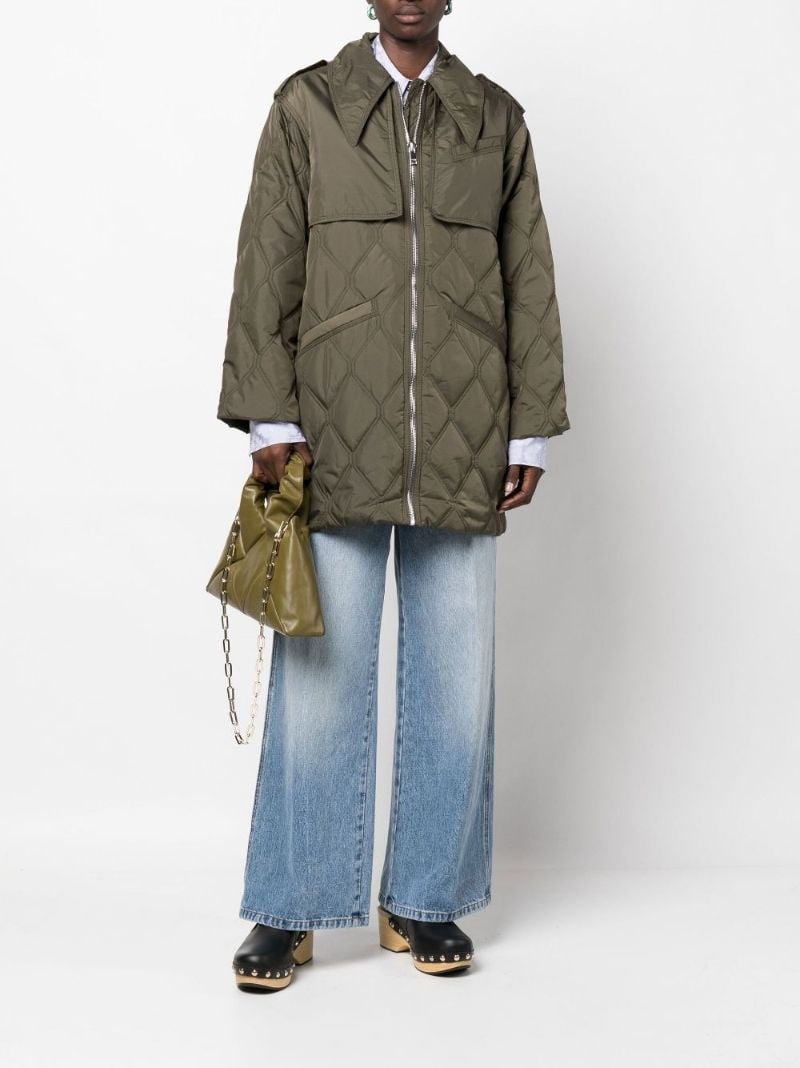Green Diamond Quilted Panelled Jacket