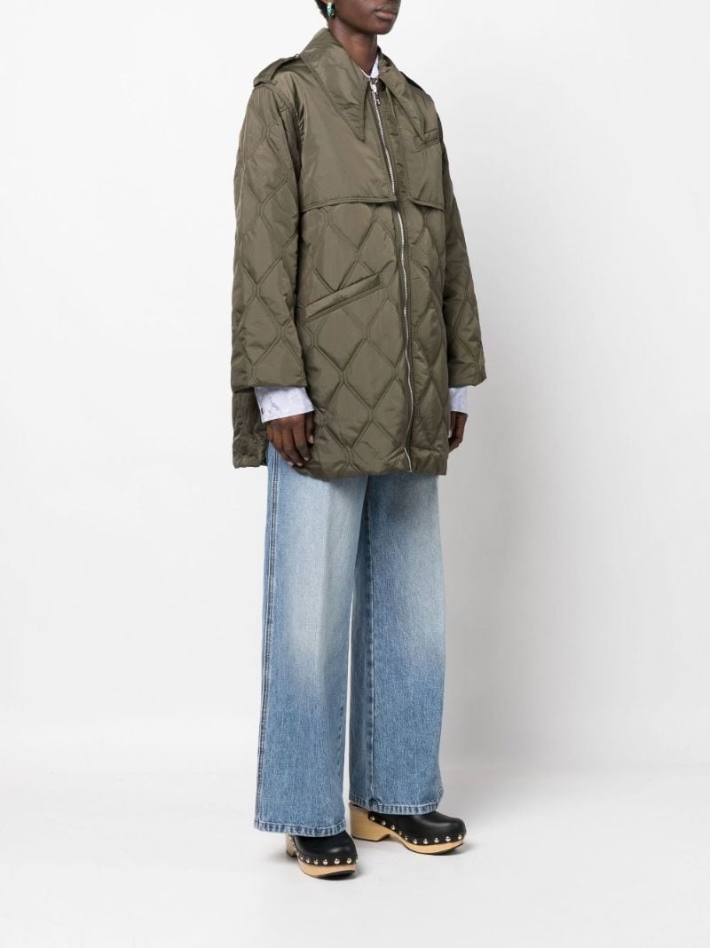 Green Diamond Quilted Panelled Jacket