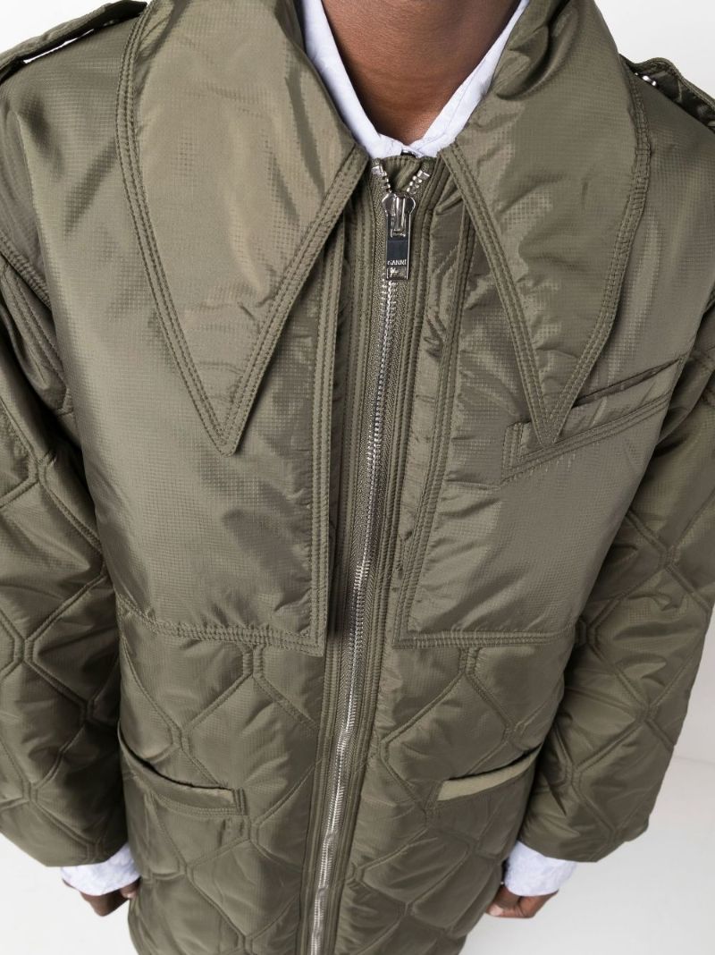 Green Diamond Quilted Panelled Jacket