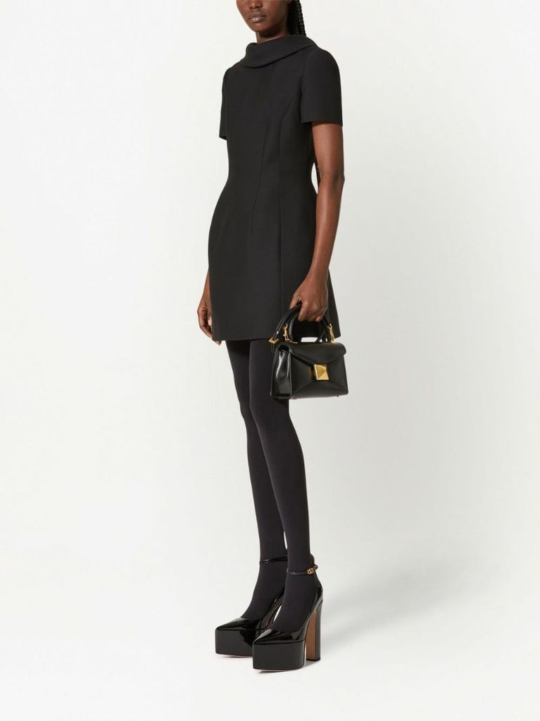 Black One Stud Mini Leather Top Handle Bag